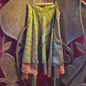 Convertible magic wrap sari skirt or dress
